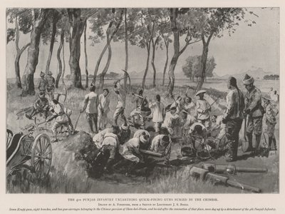 The 4th Punjab Infantry Unearthing Quick-Firing Guns Buried by the Chinese by Amedee Forestier